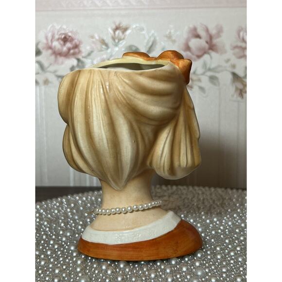 VINTAGE RELPO TEEN 2011 LADY HEAD VASE, Orange - Picture 5 of 9